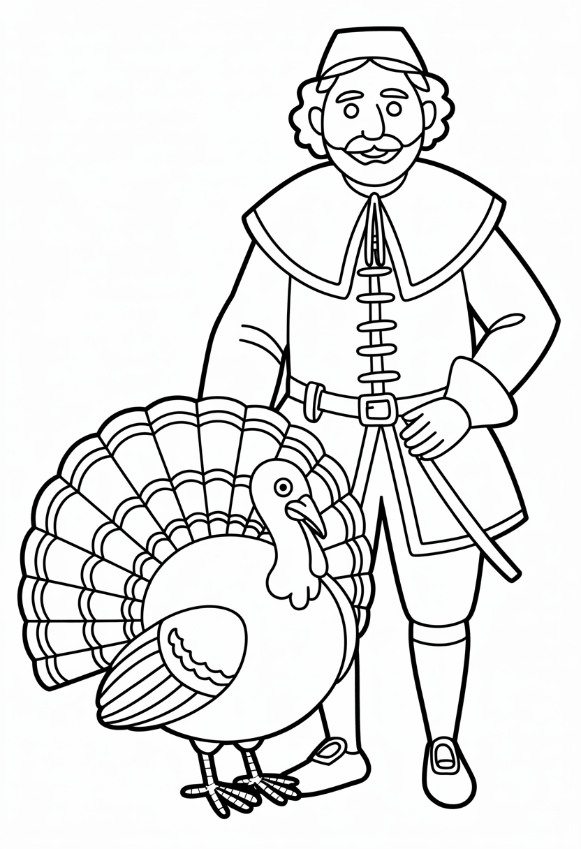 Pilgrim and Turkey Thanksgiving