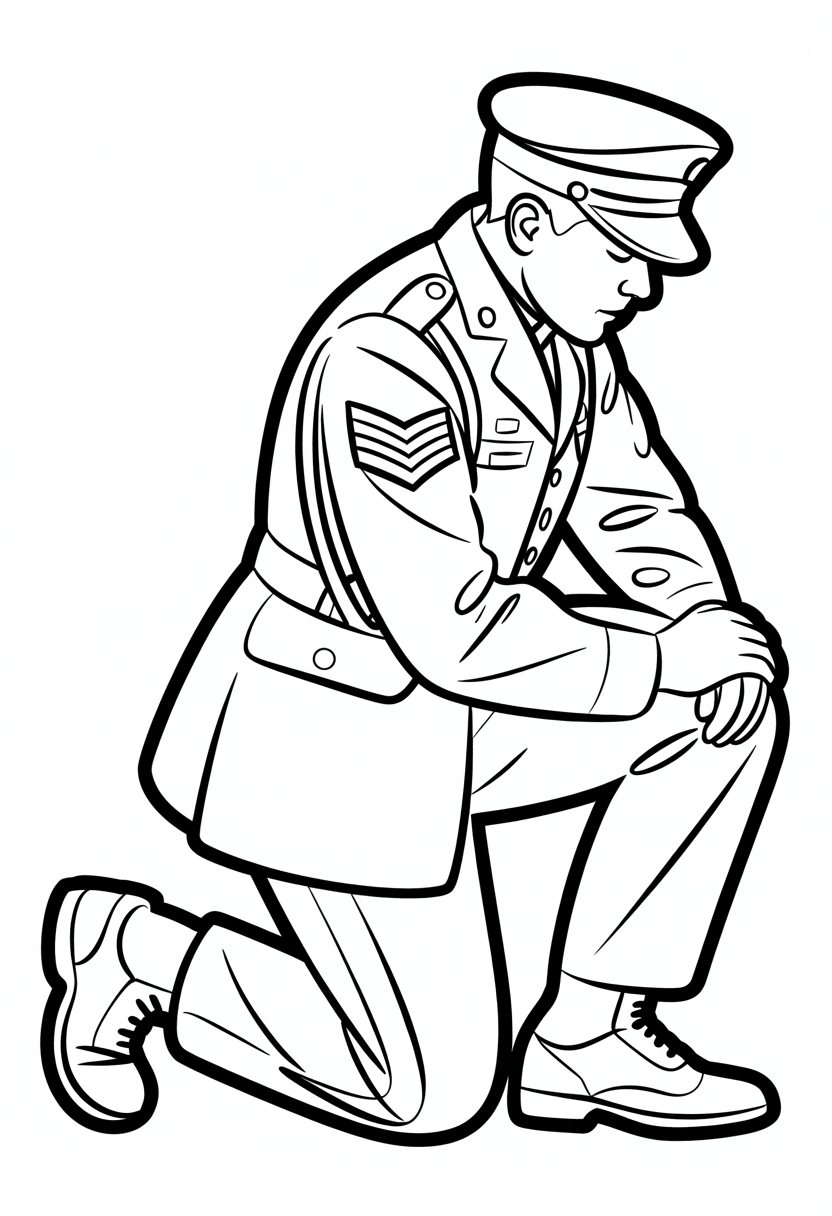 Soldier Kneeling in Respect