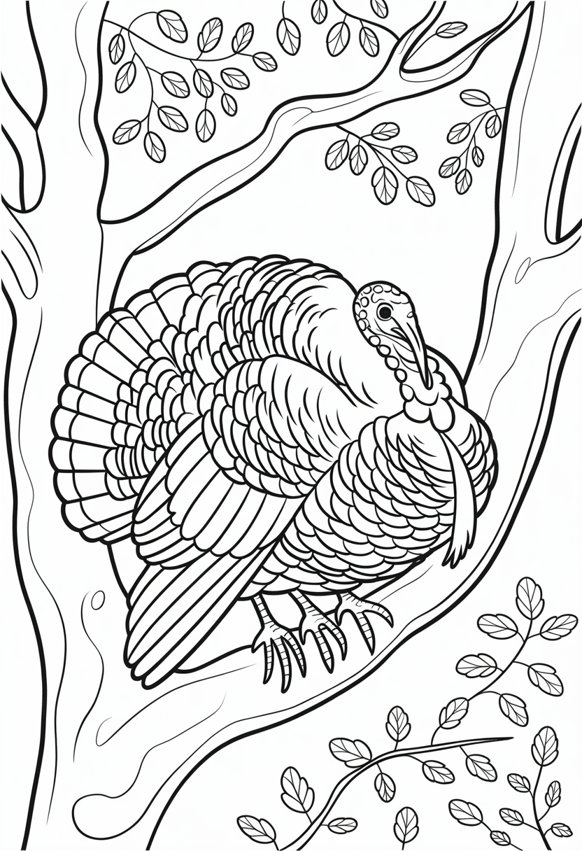 Turkey Roosting in Tree