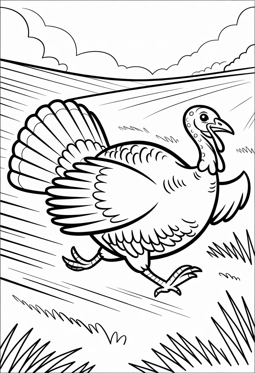 Turkey Running Through Field