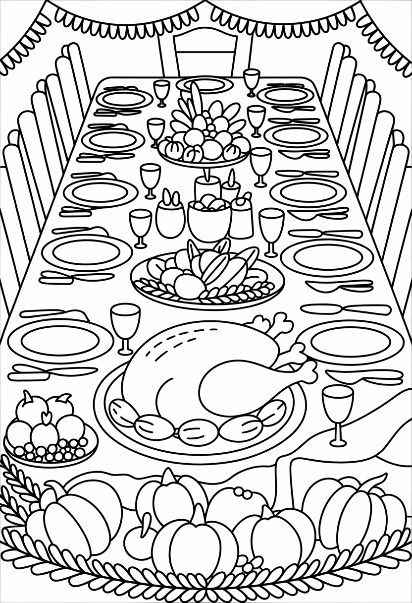 Thanksgiving Holiday Table with Turkey
