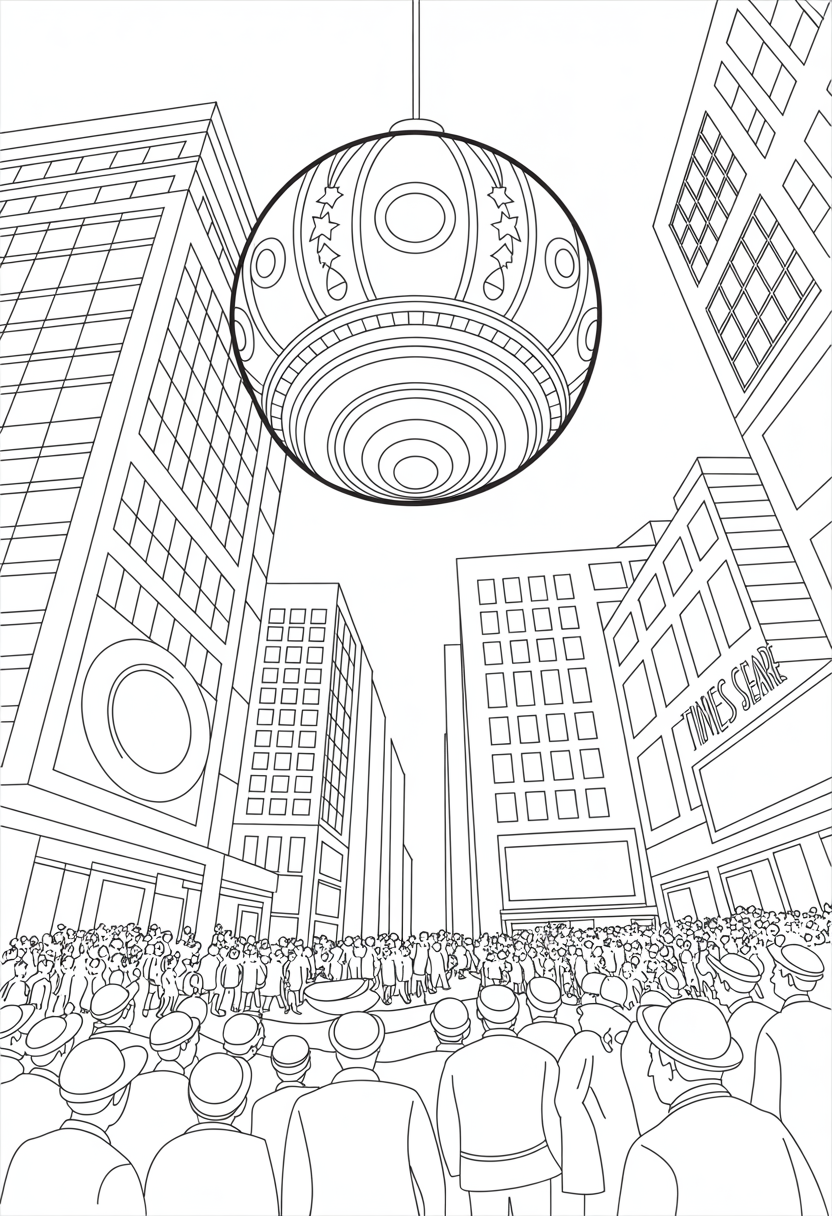 Times Square Ball Drop Coloring Page