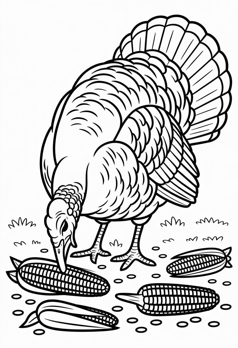 Turkey Eating Corn