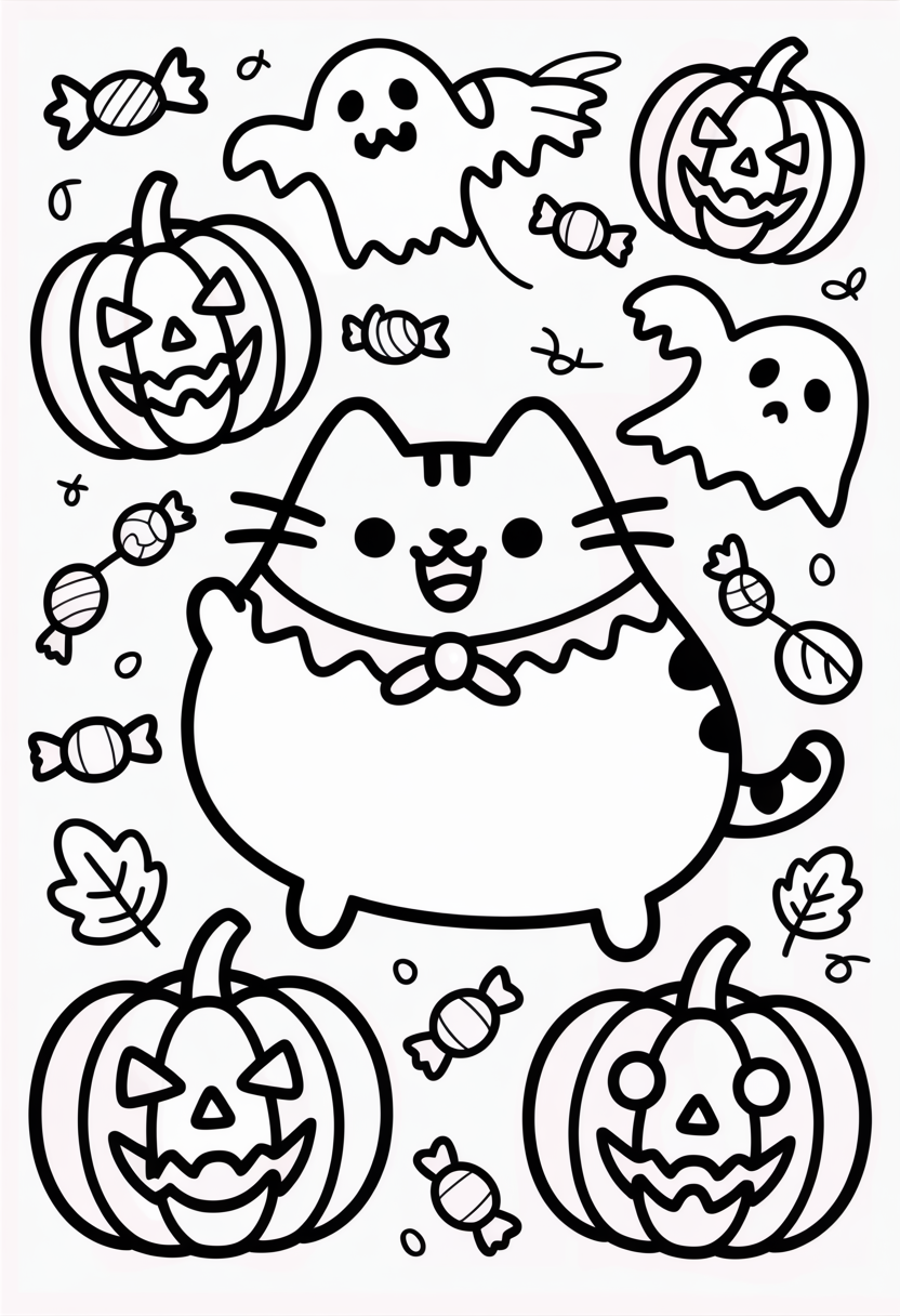 Pusheen with Umbrella Rainy Day