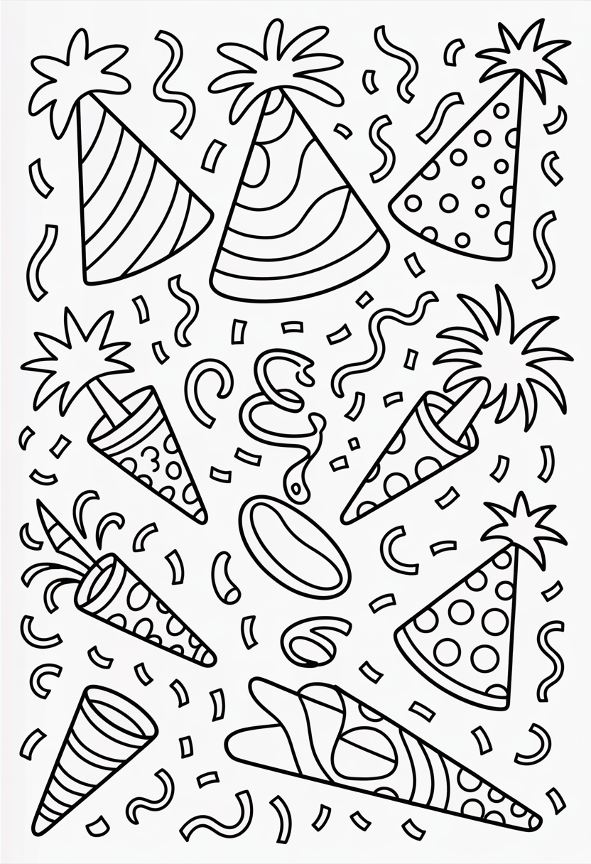 Party Hat and Noise Maker Coloring Page
