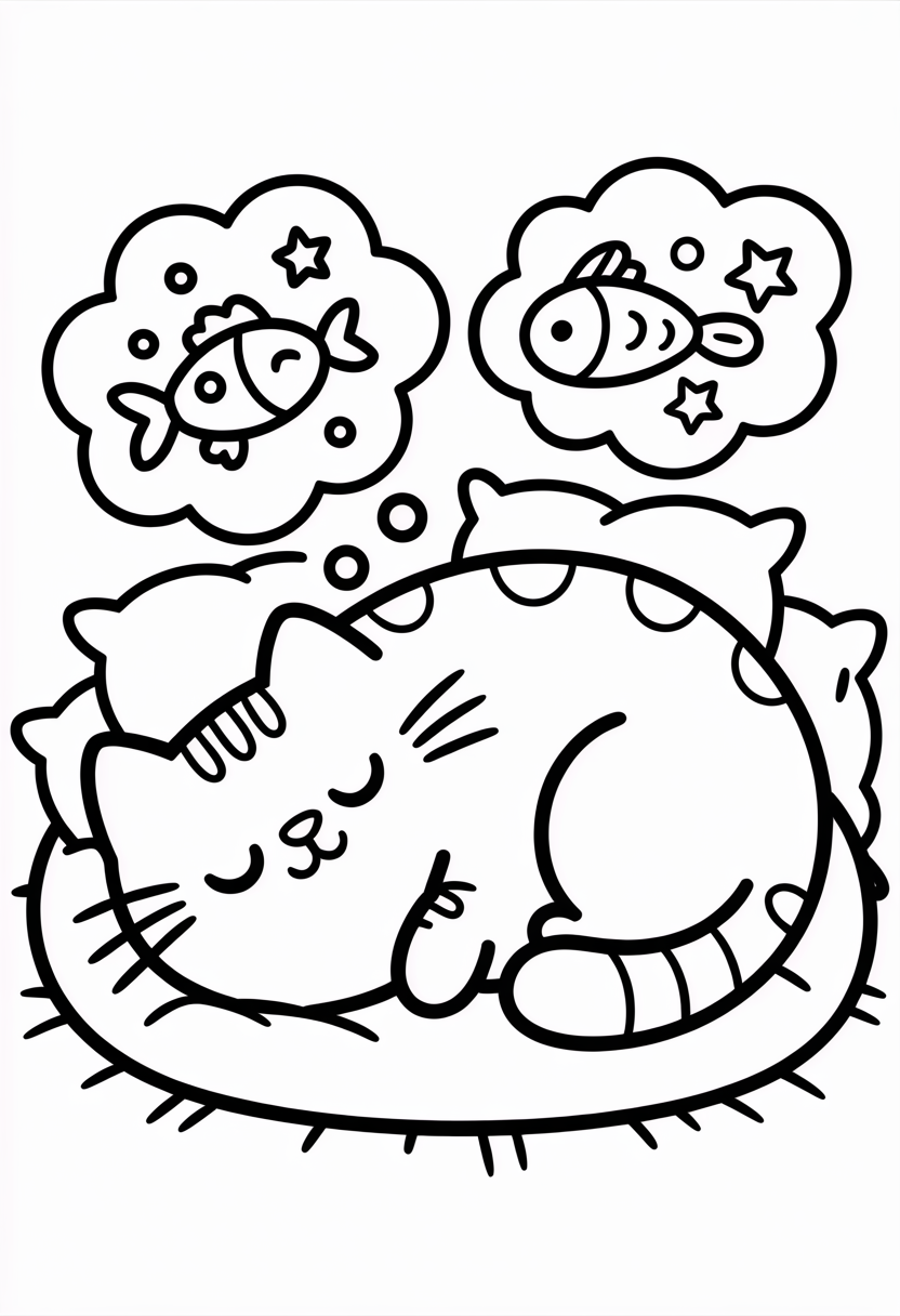 Pusheen Sleeping and Dreaming