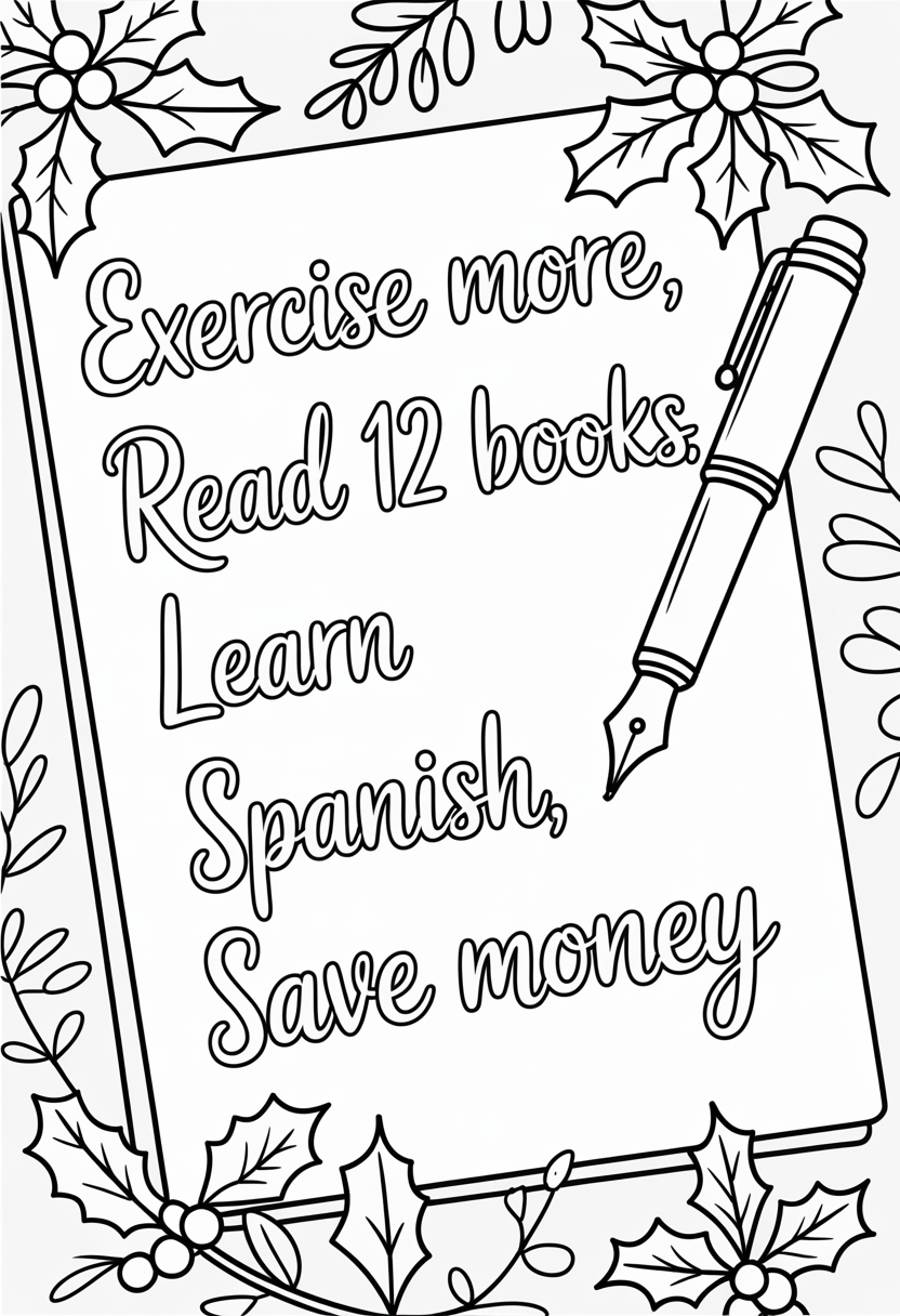 New Year Resolutions List Coloring Page