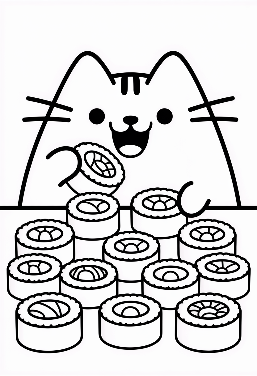 Pusheen Eating Sushi