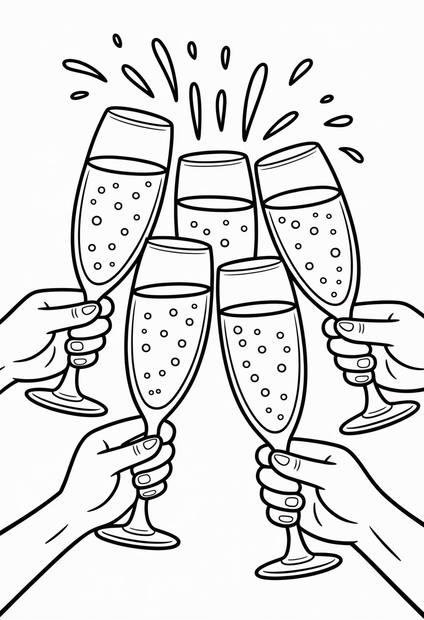 Champagne Toast Coloring Page
