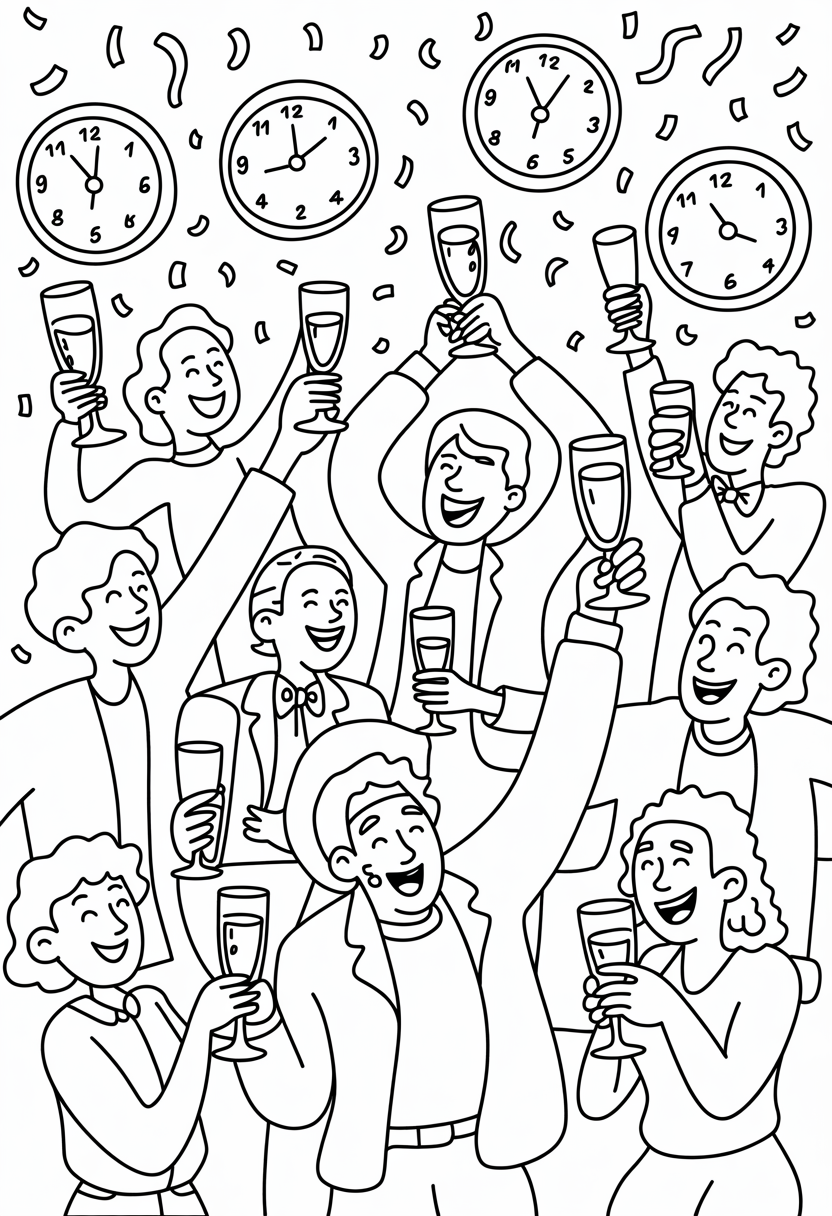 Midnight Countdown Coloring Page