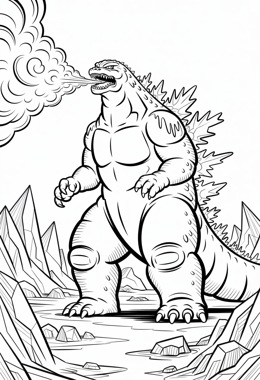 Godzilla Snow and Ice Environment Coloring Page
