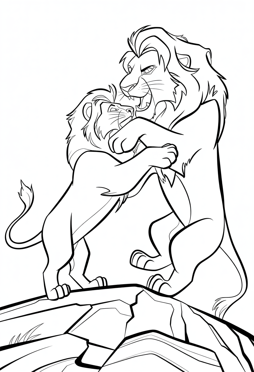 Simba's Final Battle Coloring Page