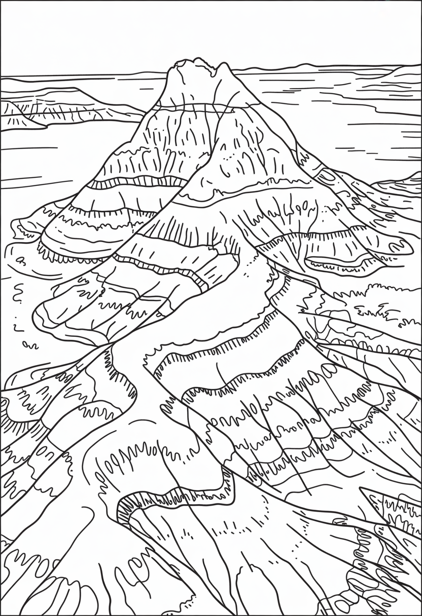 Badlands Landscape Coloring Page