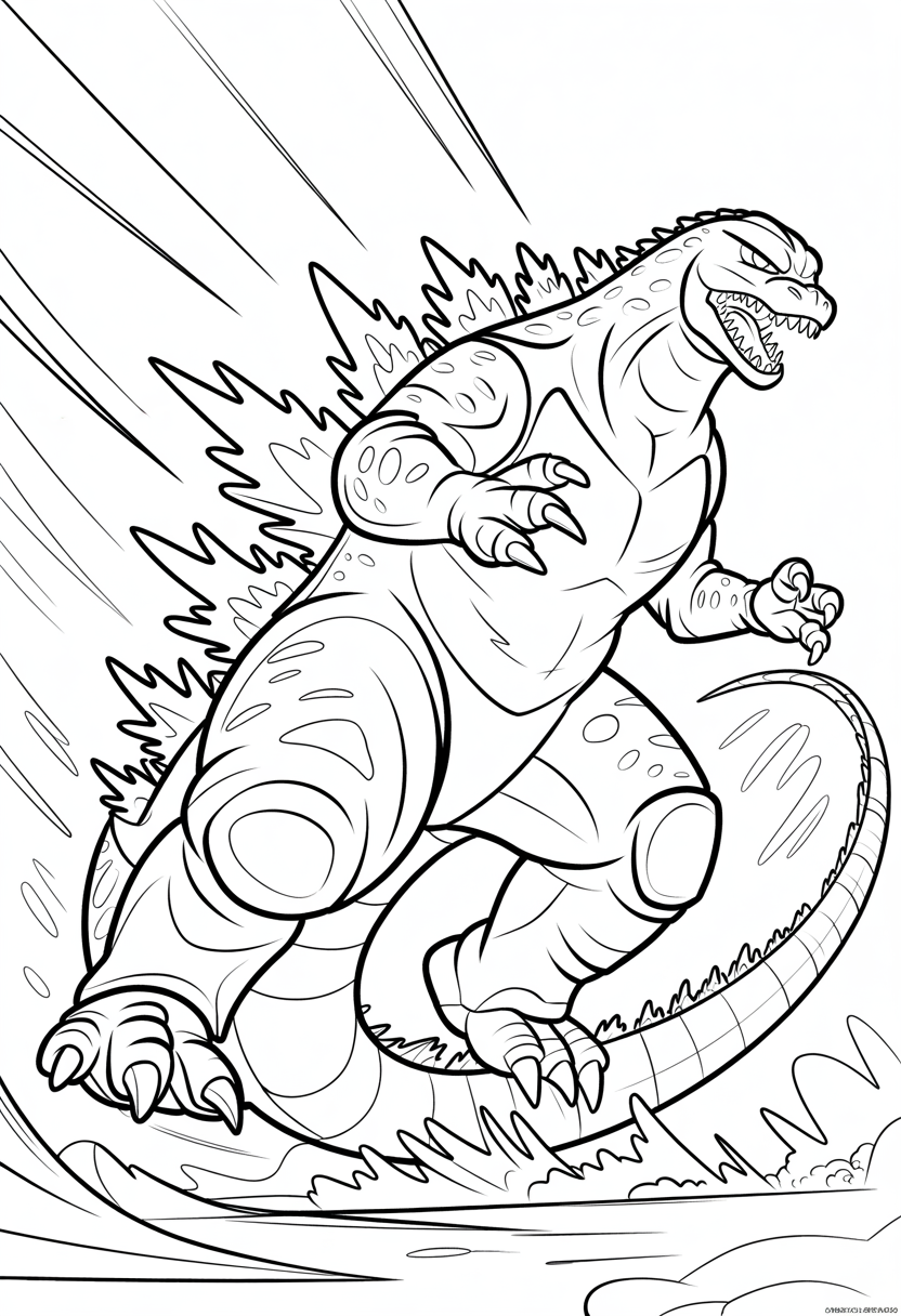Godzilla Full Body Action Pose Coloring Page