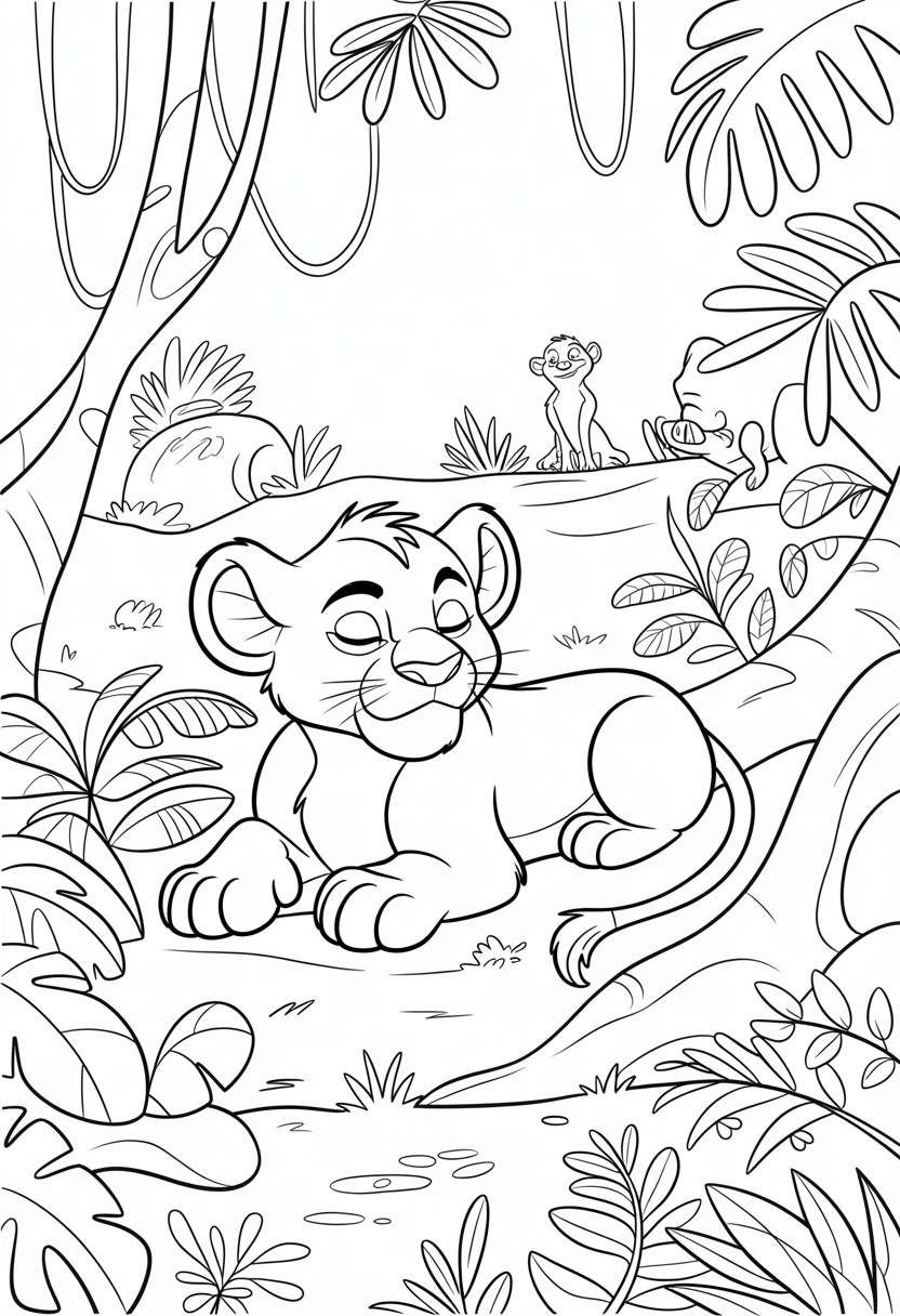 Peaceful Moment in the Jungle Coloring Page