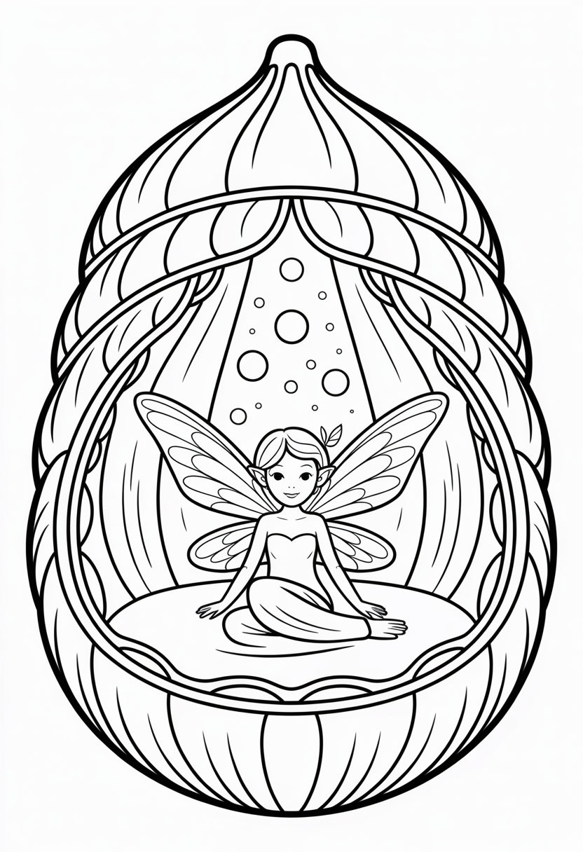 Fairy Silk Cocoon Home Coloring Page