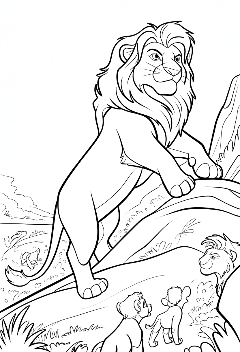 Simba Returning as an Adult Coloring Page