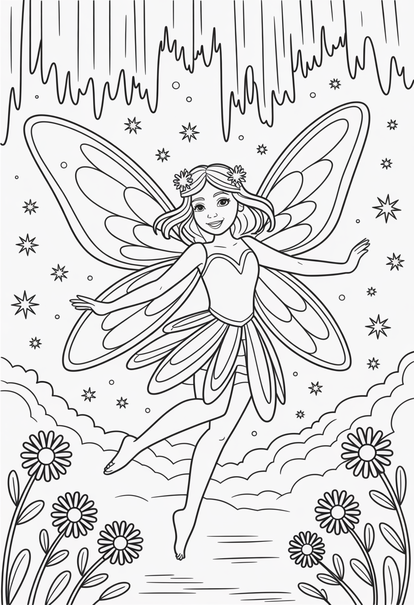 Fairy Aurora Borealis Coloring Page