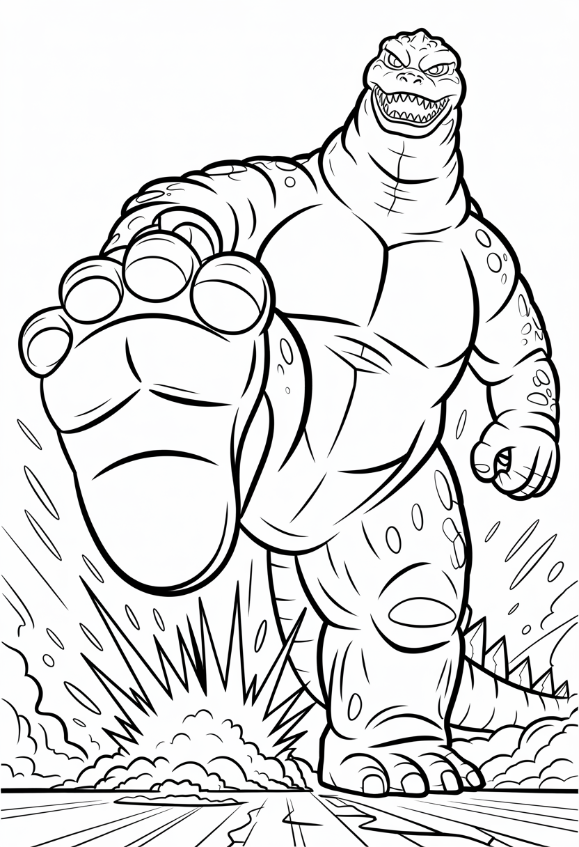 Godzilla Stomp Attack Coloring Page