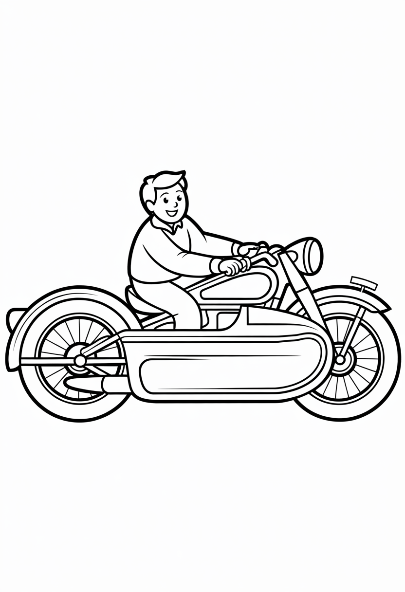 Motorcycle with Sidecar Coloring Page
