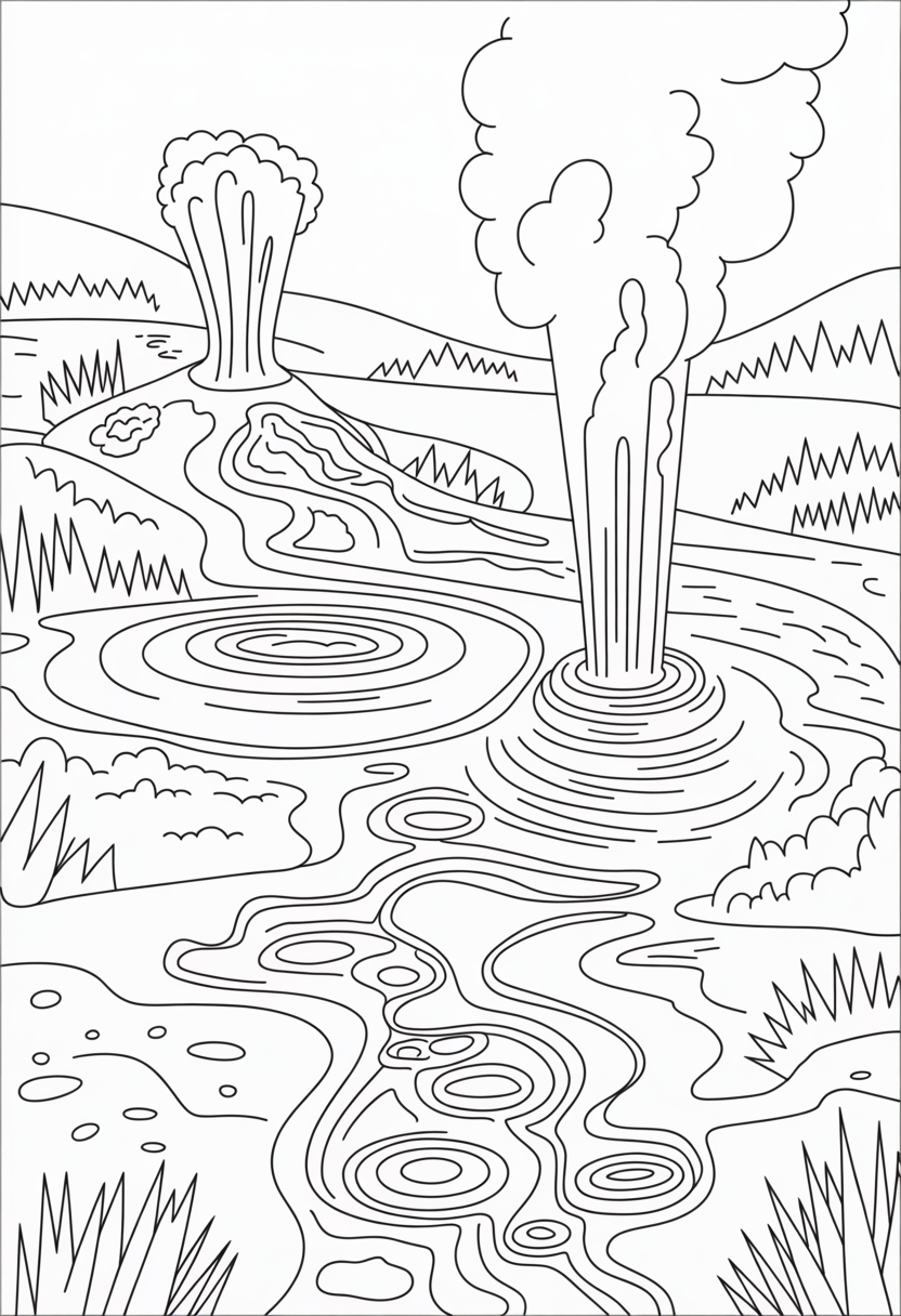 Geothermal Features Coloring Page