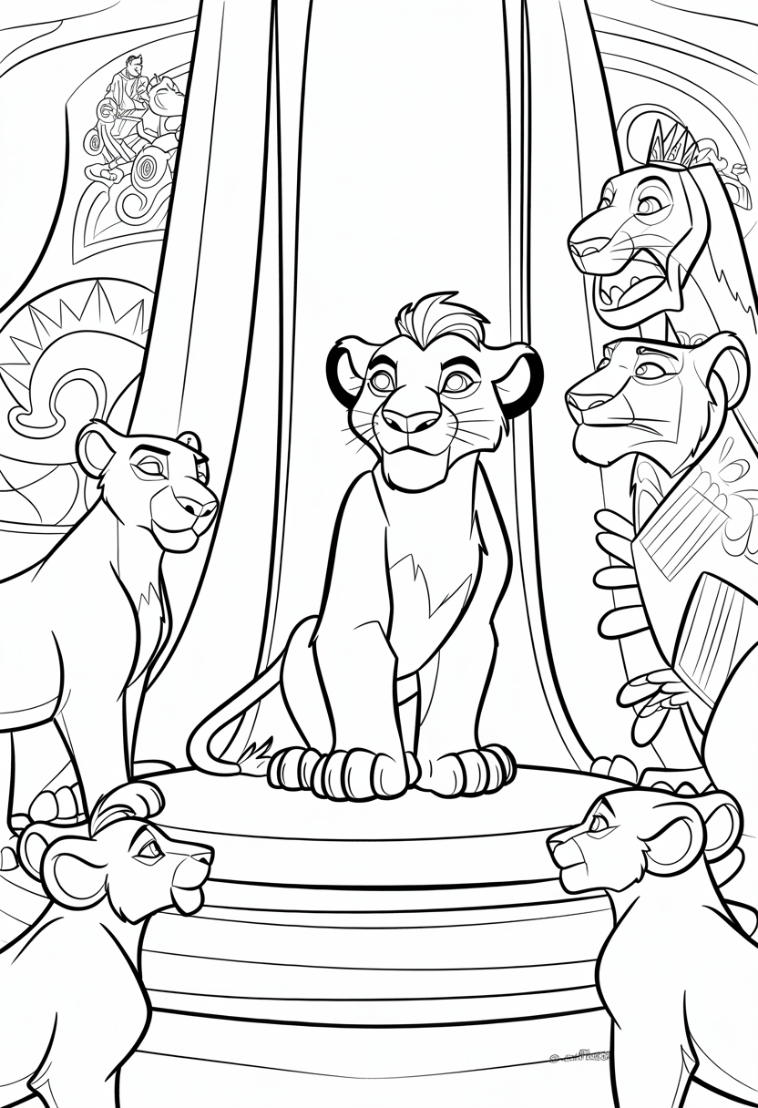Simba's Coronation Moment Coloring Page