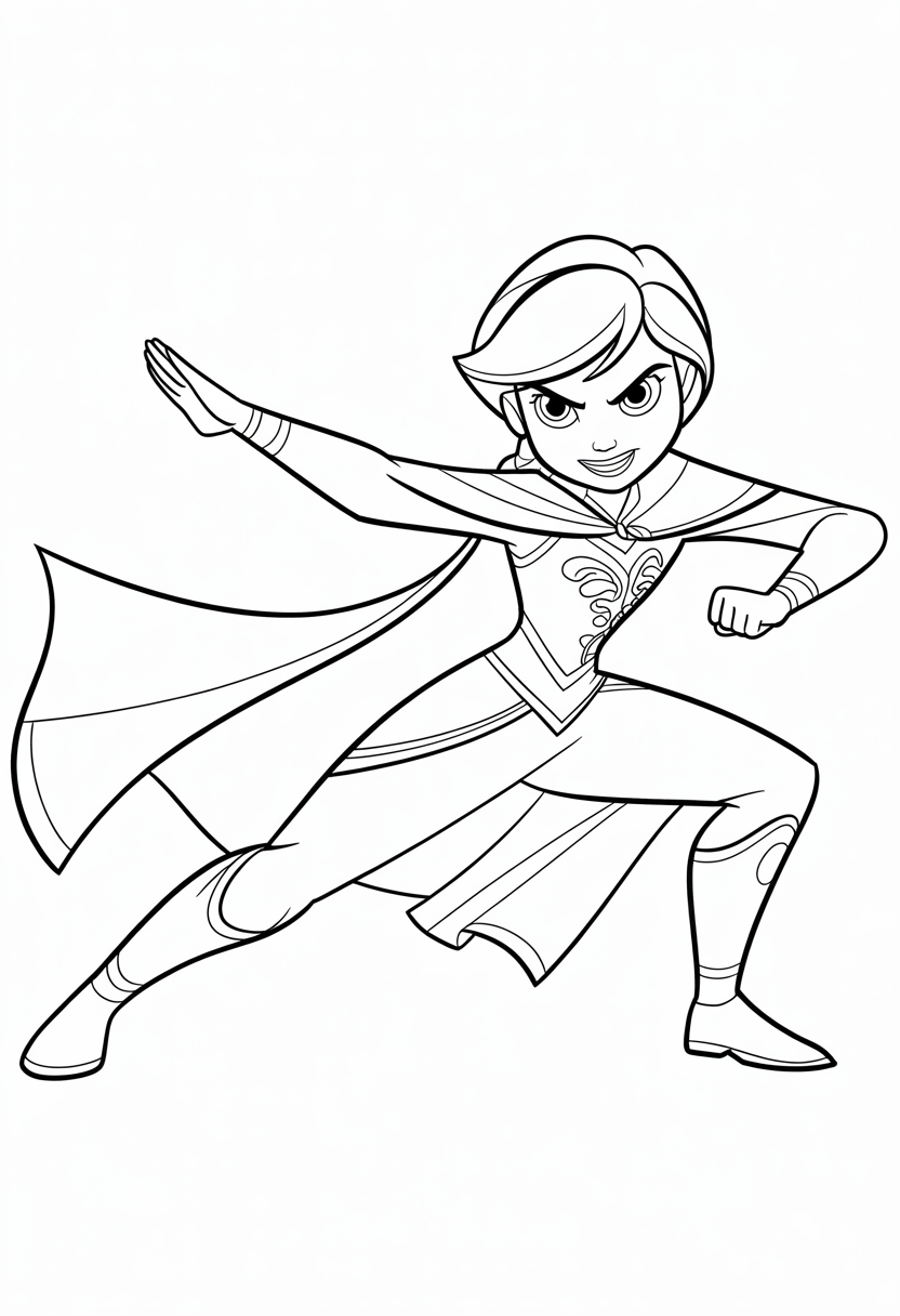 Anna in Action Pose Coloring Page