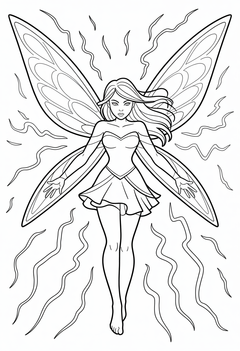 Fairy Lightning Magic Coloring Page