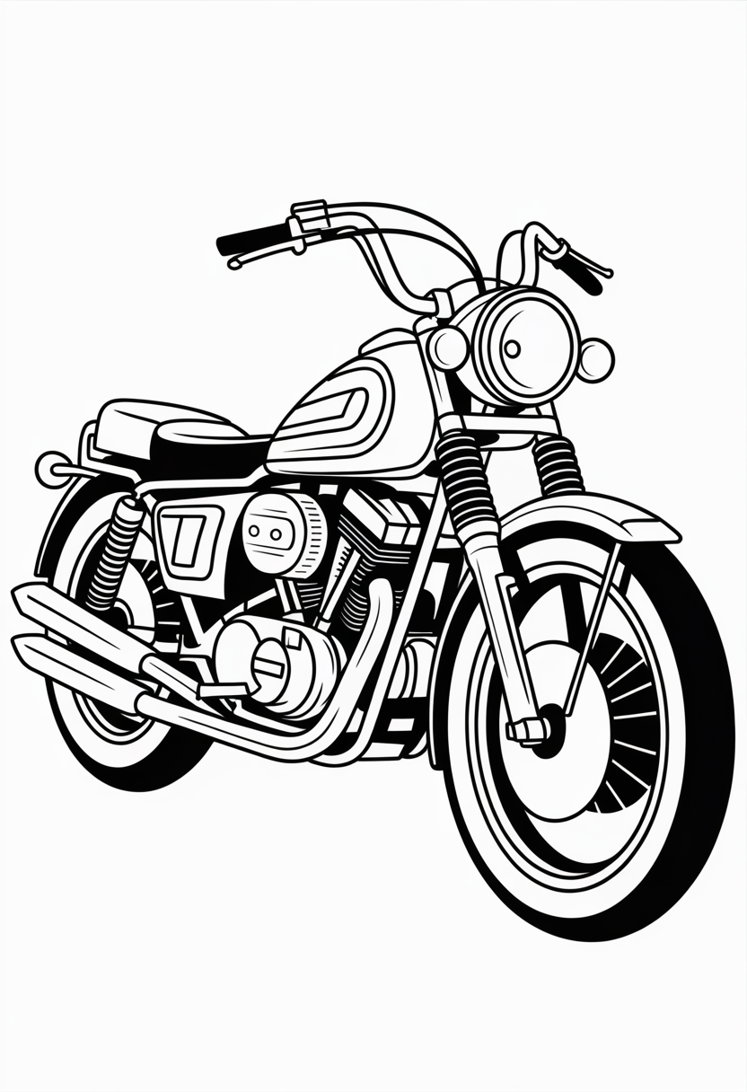 Retro 80s Motorcycle Coloring Page
