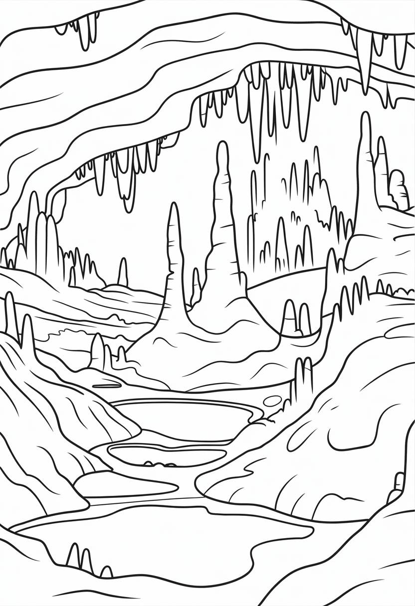 Cave Formations Coloring Page