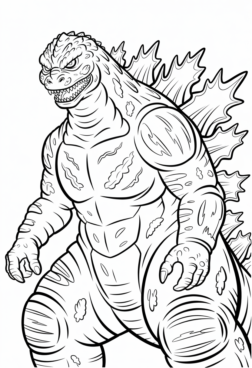 Godzilla Wounded But Fierce Coloring Page