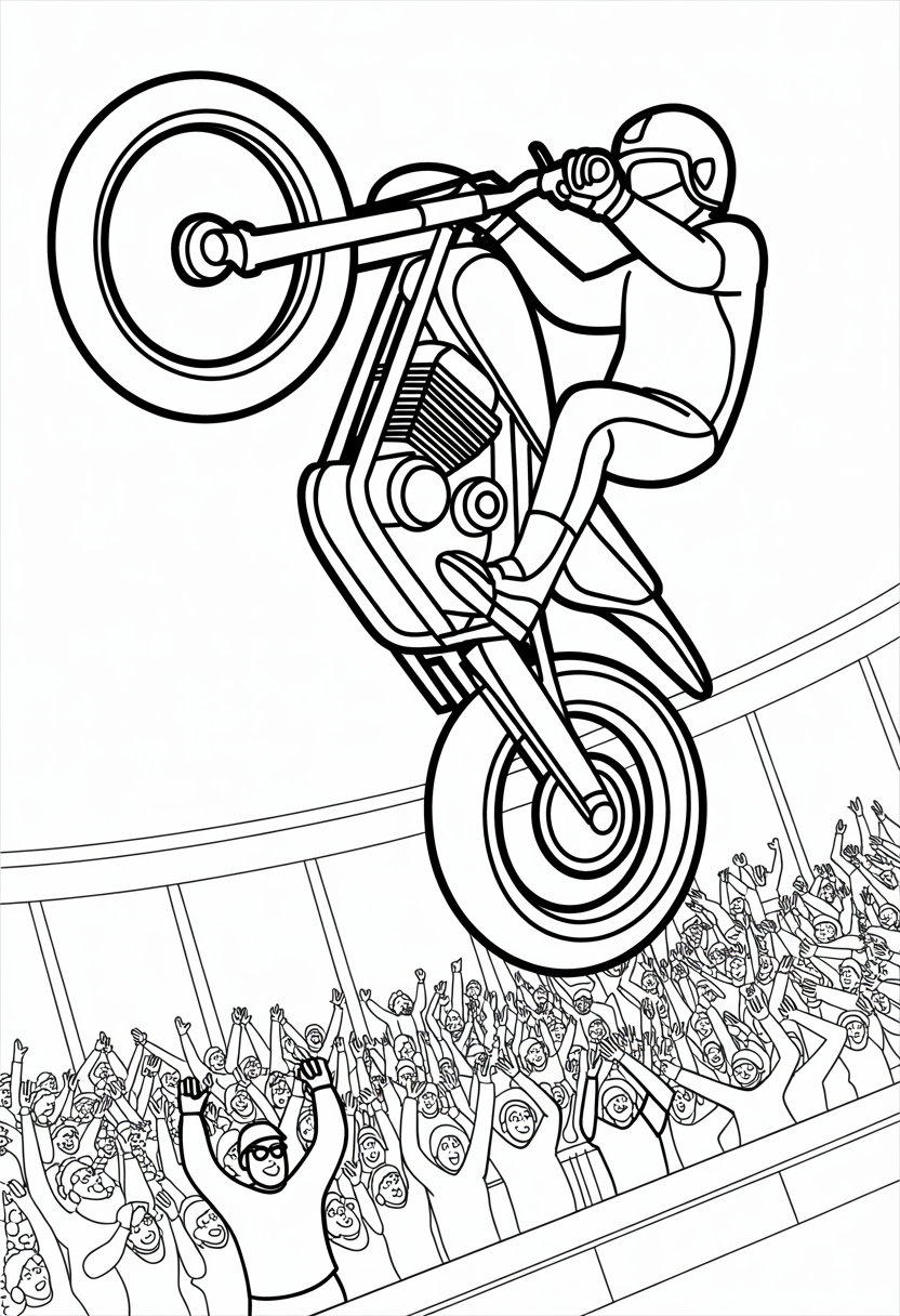 Motorcycle Stunt Show Coloring Page