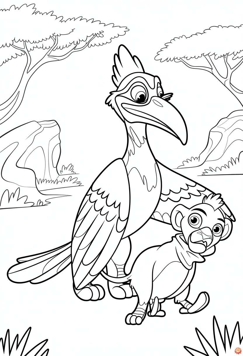 Zazu Character Scene Coloring Page