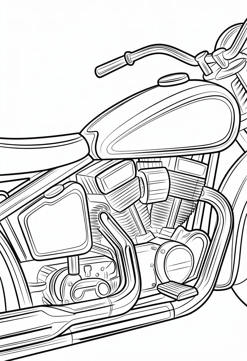 Chrome and Polish Motorcycle Coloring Page
