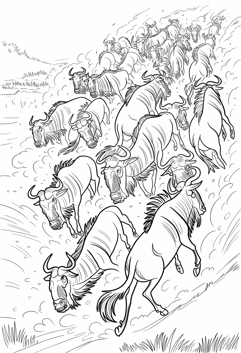 Stampede Scene Coloring Page