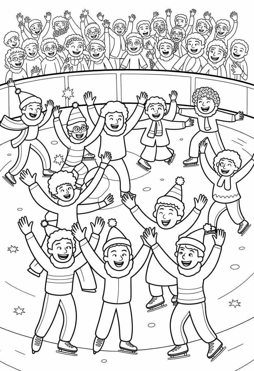 Ice Rink Celebration Coloring Page