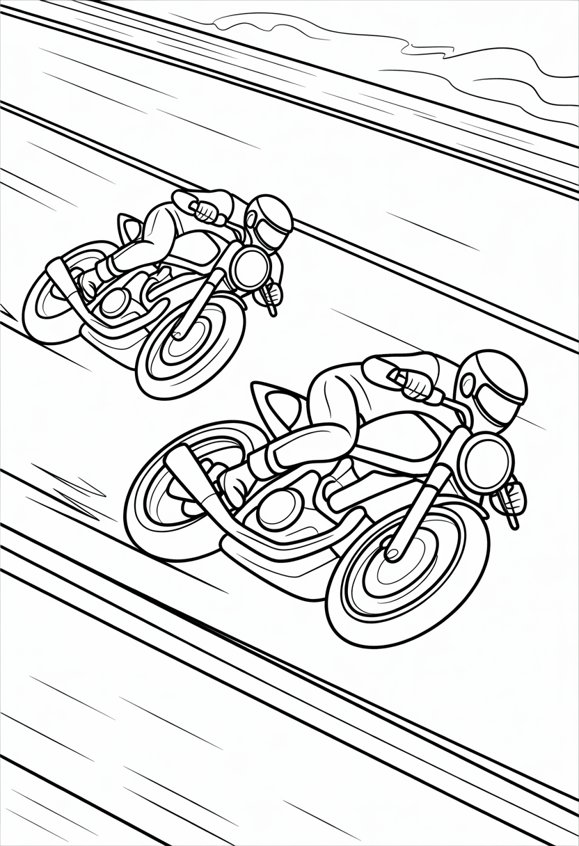 Motorcycle Street Racing Coloring Page