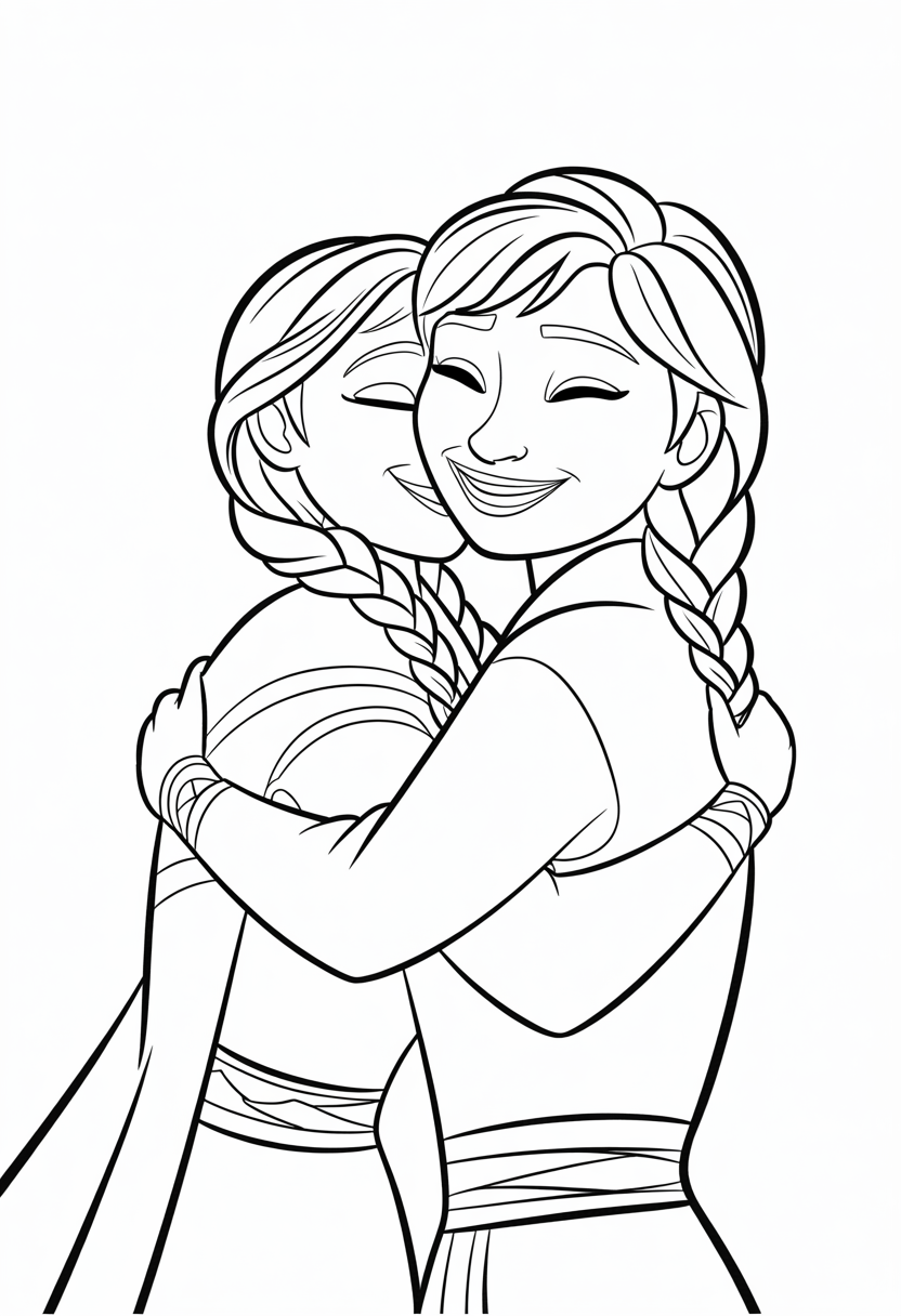 Anna Warm Hug Coloring Page