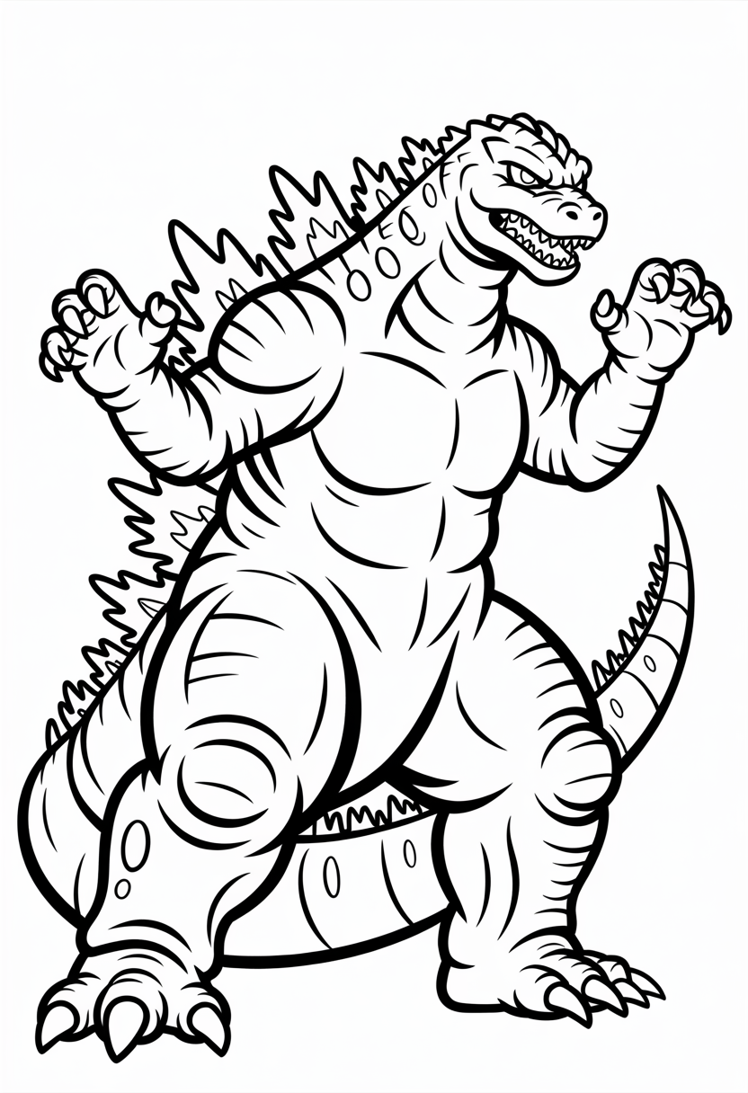 Godzilla Defensive Stance Coloring Page