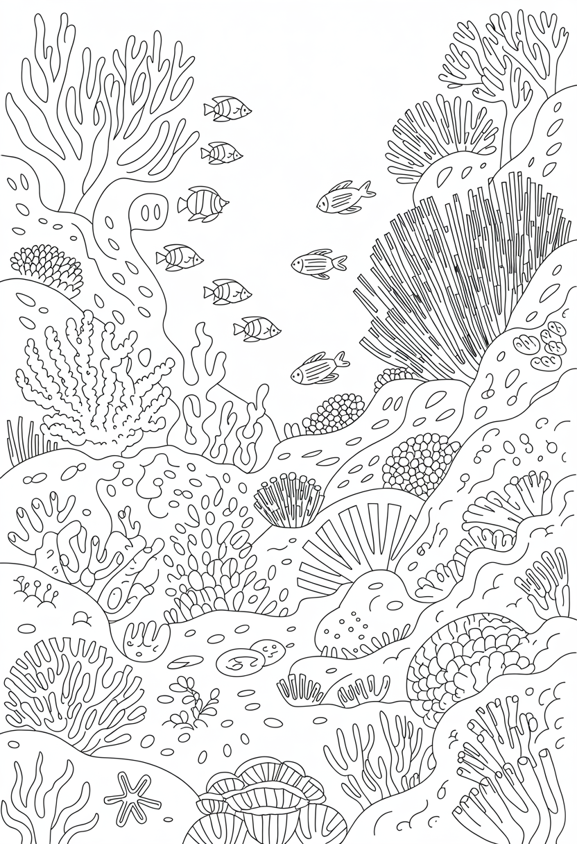 Coral Reef Underwater Coloring Page
