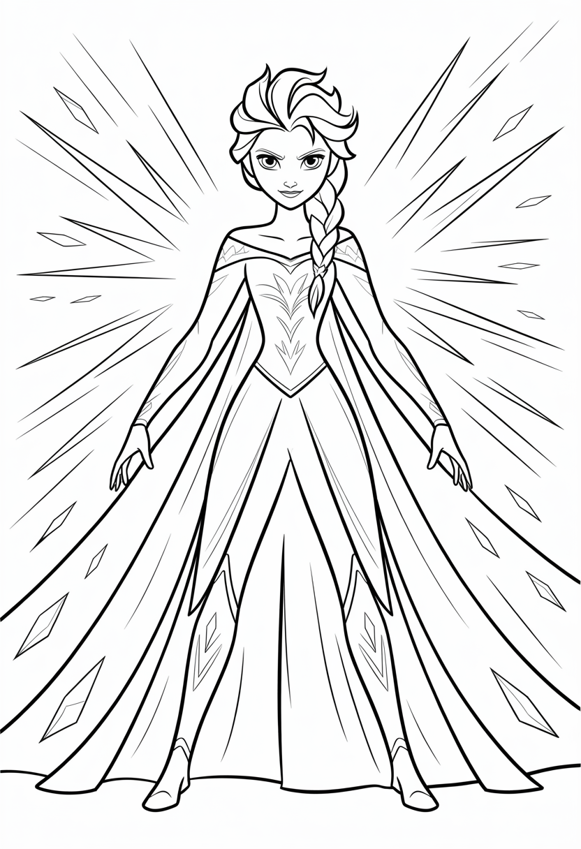 Elsa Powerful Stance Coloring Page