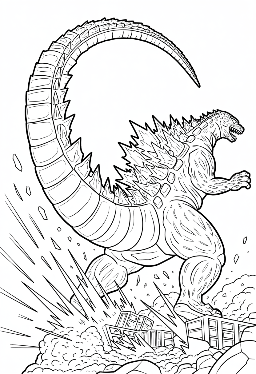 Godzilla Tail Strike Coloring Page