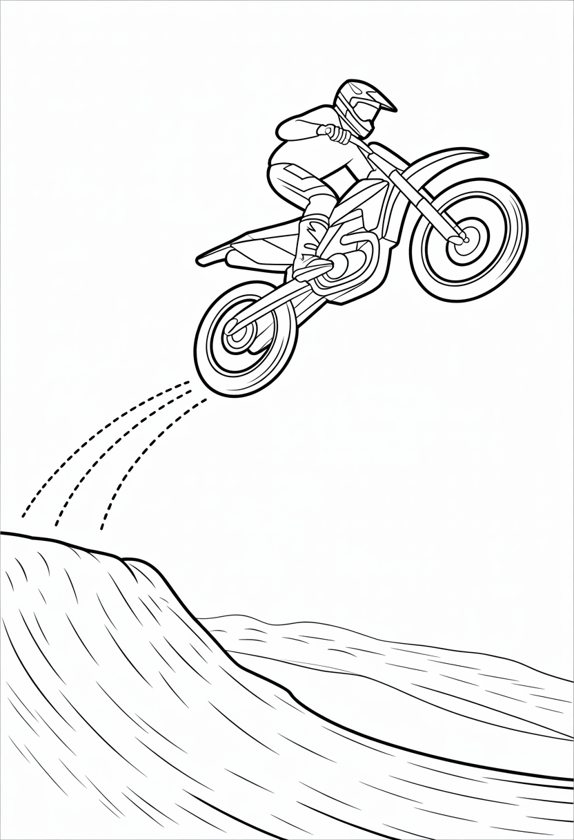 Motorcycle Jump Coloring Page