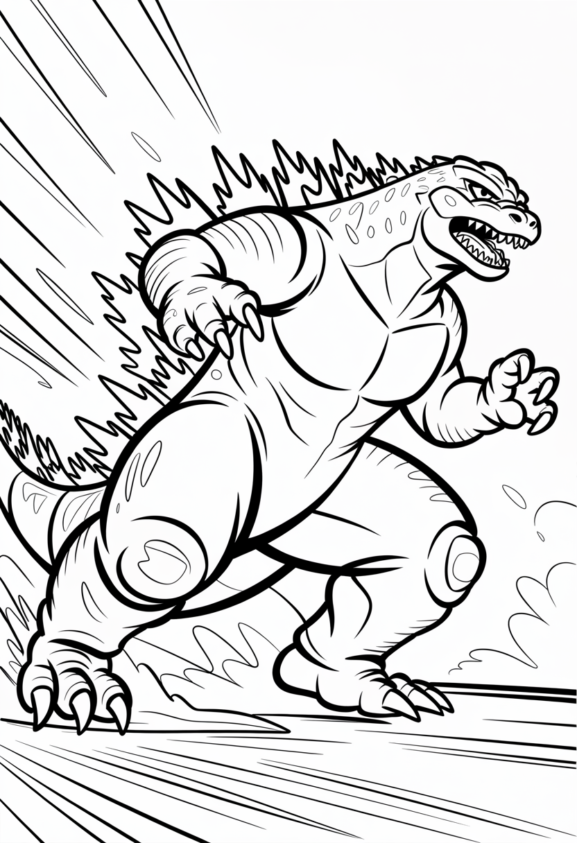 Godzilla Charging Attack Coloring Page