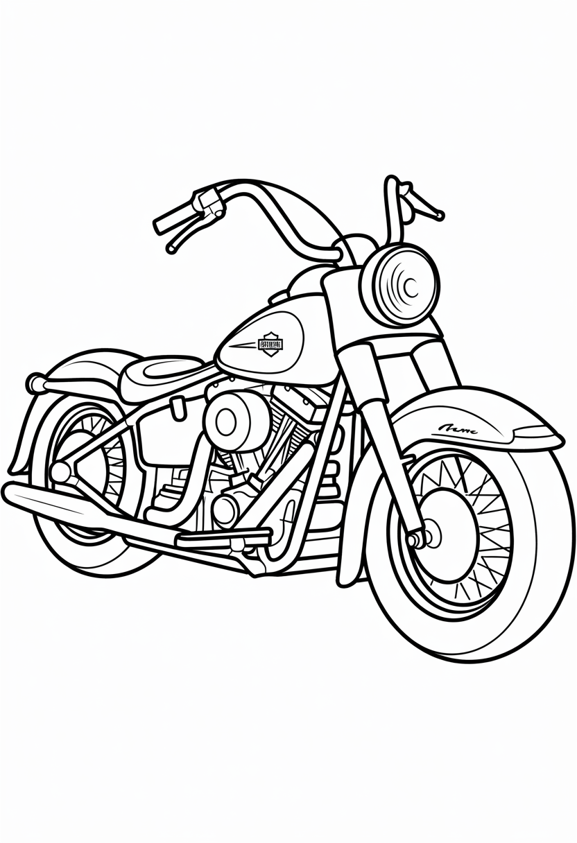 Harley-Style Cruiser Coloring Page