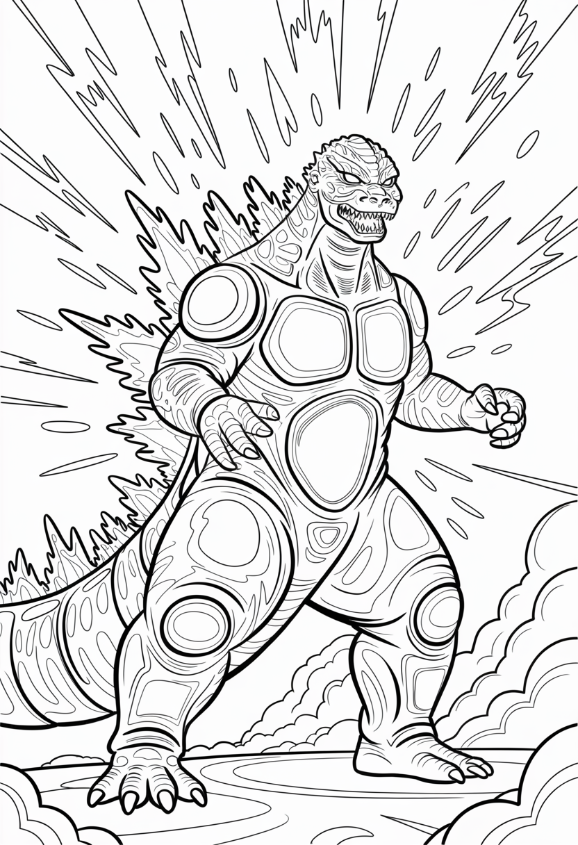 Godzilla Nuclear Radiation Effects Coloring Page