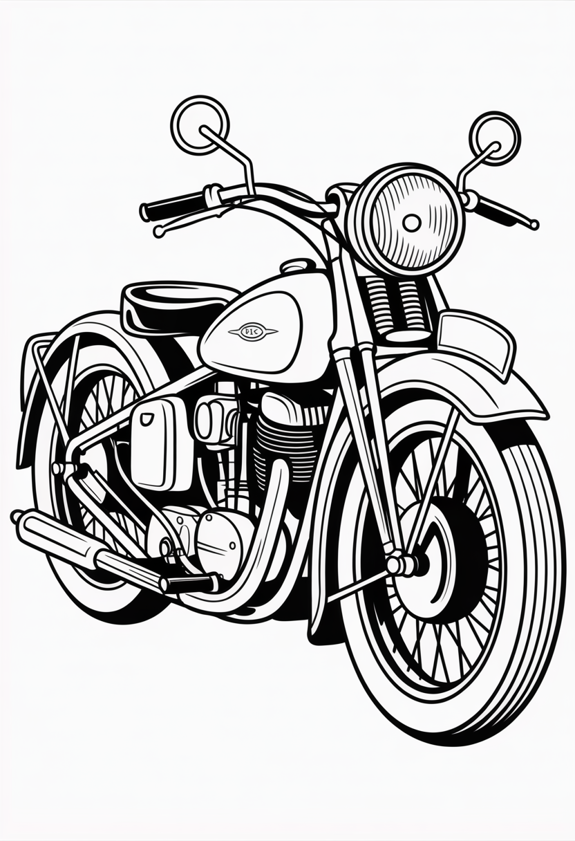 Vintage Motorcycle Coloring Page