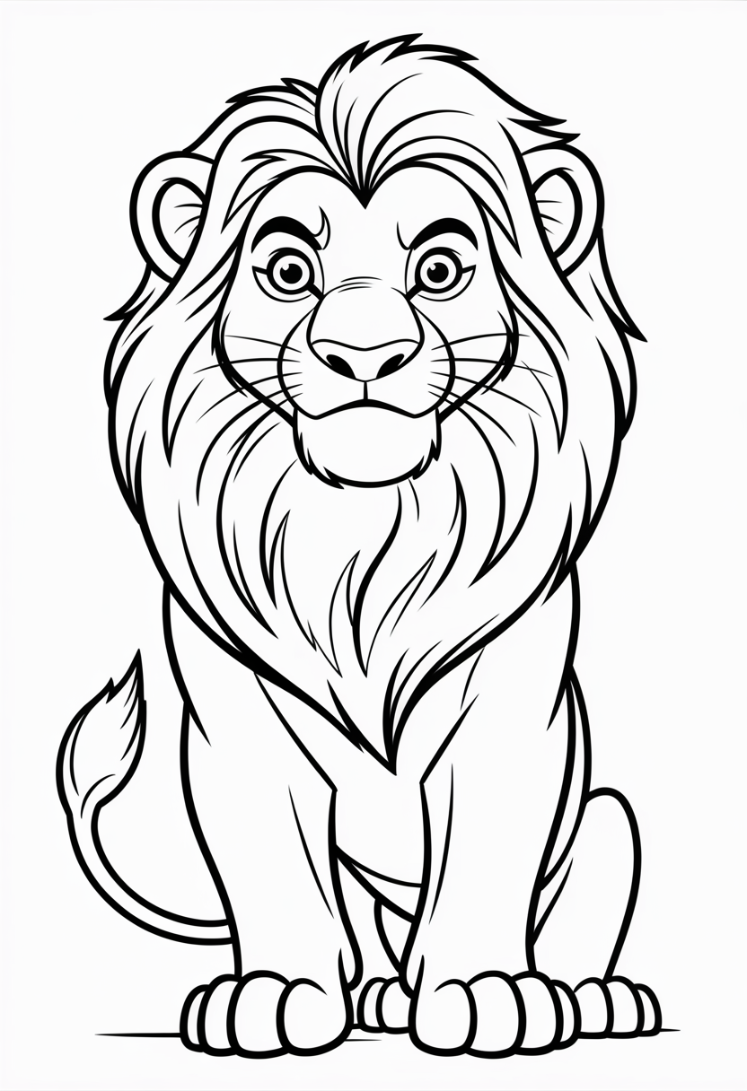 Adult Simba Portrait Coloring Page