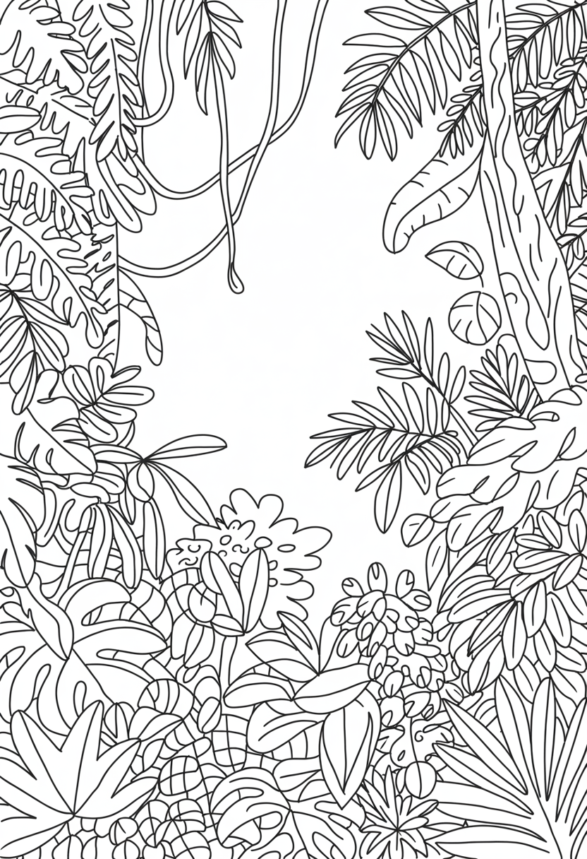 Dense Jungle Coloring Page