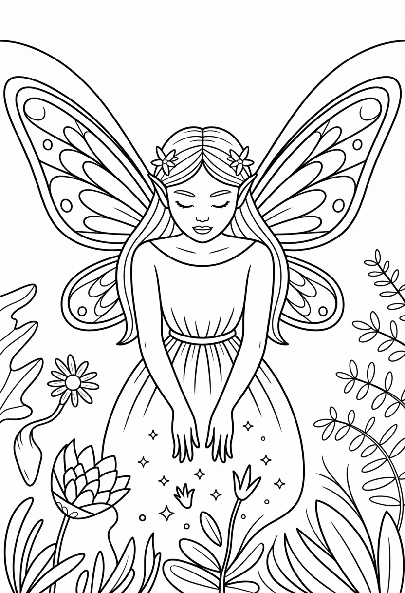 Fairy Healing Magic Coloring Page